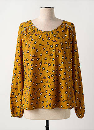 Blouse imprimé fantaisie manches longues jaune HALOGENE femme