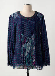 Blouse imprimé fantaisie manches longues bleu JAC JAC femme
