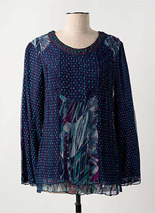 Blouse imprimé fantaisie manches longues bleu JAC JAC femme