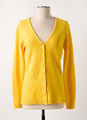 Gilet manches longues coupe cintrée jaune COULEURS DU TEMPS femme