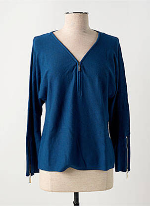 Pull coupe cintrée manches longues bleu MARBLE femme