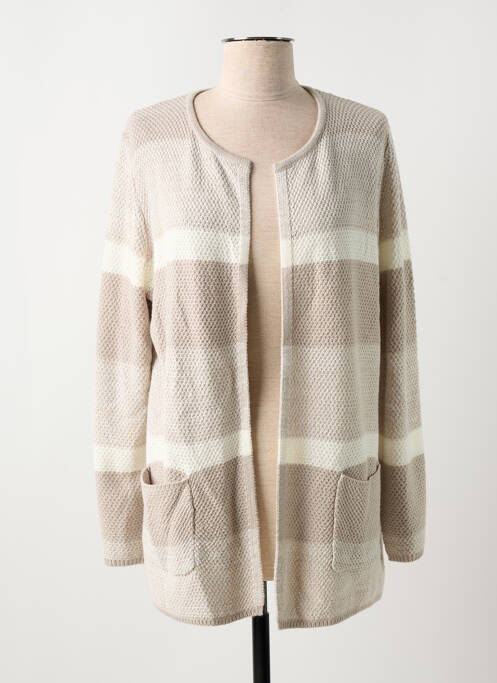 Gilet manches longues maille tricot beige MARBLE femme