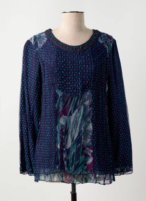 Blouse imprimé fantaisie manches longues bleu JAC JAC femme