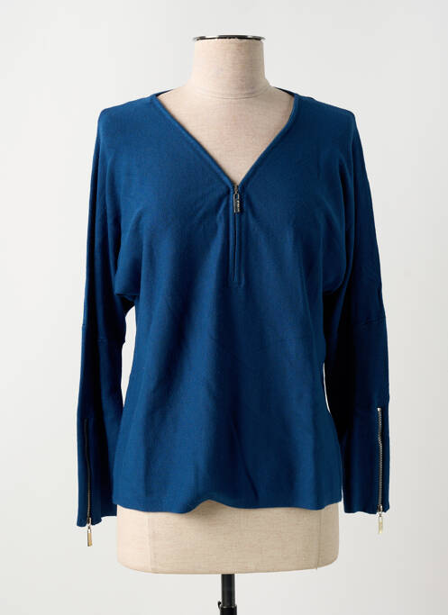 Pull coupe cintrée manches longues bleu MARBLE femme