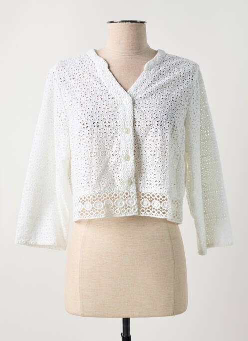 Gilet manches longues blanc AGATHE & LOUISE pour femme