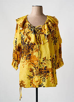 Blouse imprimé fleurs manches longues jaune FRED SABATIER femme