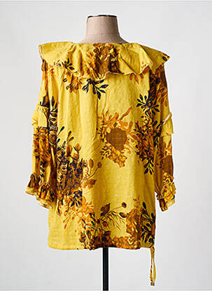Blouse imprimé fleurs manches longues jaune FRED SABATIER femme