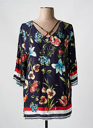 Blouse manches 3/4 manches 3/4 bleu FRED SABATIER femme