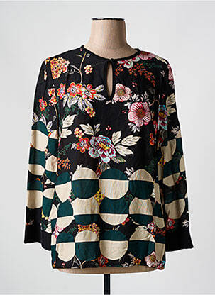 Blouse imprimé fleurs manches 3/4 noir FRED SABATIER femme