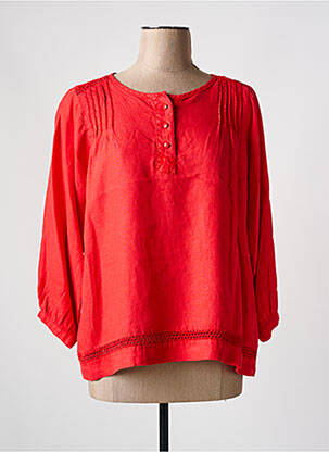 Blouse poignets boutonnés avec fente manches 3/4 rouge EL INTERNATIONALE femme