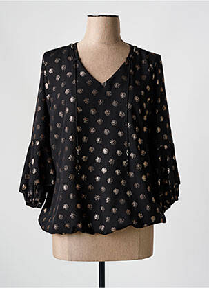 Blouse tissage popeline manches longues noir TELMAIL femme