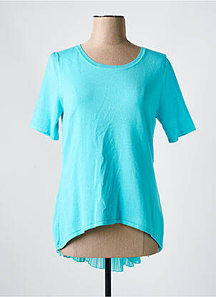 Pull coupe cintrée manches courtes bleu MARBLE femme