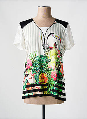 T-shirt imprimé fantaisie manches courtes blanc FRED SABATIER femme