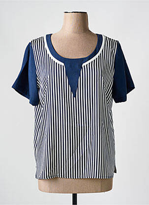 Blouse manches courtes manches courtes bleu GUY DUBOUIS femme