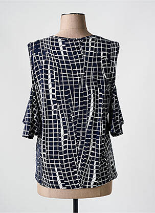 Top stretch manches 3/4 bleu MARBLE femme