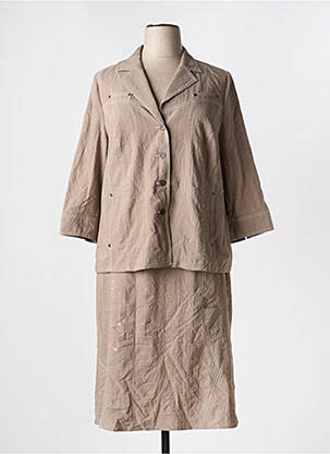 Ensemble jupe fermeture boutonnée sur le devant marron GUY DUBOUIS femme