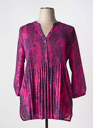 Tunique manches longues fermeture boutonnée sur le devant rose JULIE GUERLANDE femme