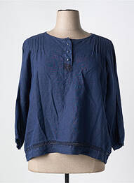 Blouse poignets boutonnés avec fente manches 3/4 bleu EL INTERNATIONALE femme