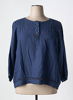 Blouse col rond manches 3/4 bleu EL INTERNATIONALE femme