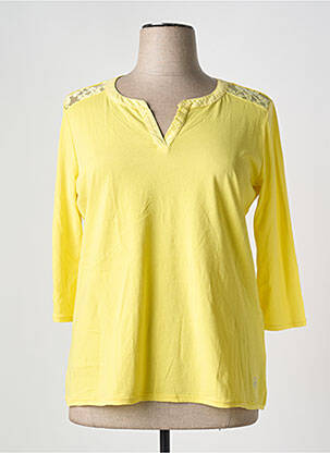T-shirt sérigraphie avec strass manches 3/4 jaune CONCEPT K femme