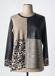 Pull tissage chiné manches longues beige MERI & ESCA femme