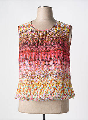 Blouse imprimé fantaisie sans manche jaune JEAN GABRIEL femme