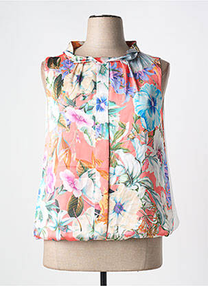 Blouse imprimé fleurs sans manche orange TINTA STYLE femme