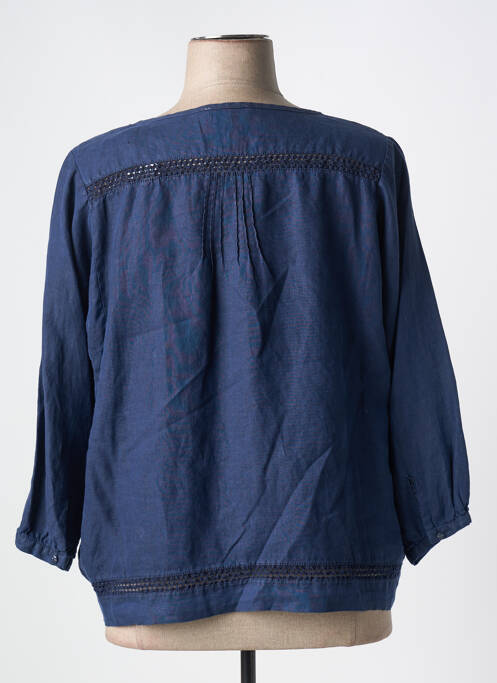 Blouse poignets boutonnés avec fente manches 3/4 bleu EL INTERNATIONALE femme