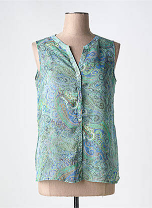Chemisier tissage crêpe sans manche vert TINTA STYLE femme
