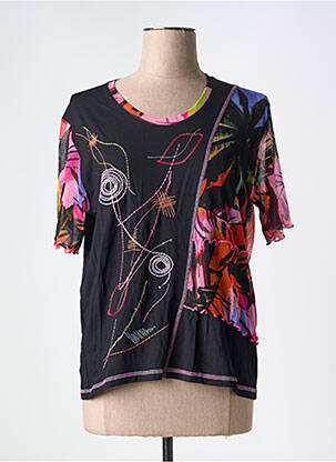 Top tissage jersey manches courtes noir GRIFFON femme