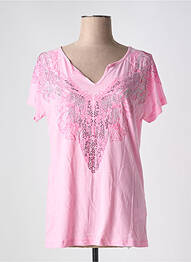 T-shirt col v manches courtes rose BETTY BARCLAY femme