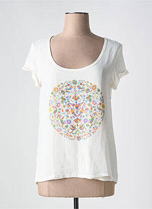 T-shirt sérigraphie floquée manches courtes blanc SURKANA femme