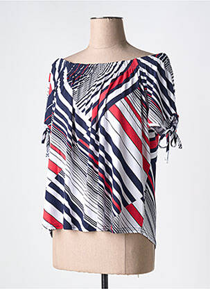 Top stretch manches courtes bleu MARBLE femme