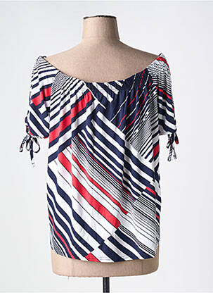 Top stretch manches courtes bleu MARBLE femme