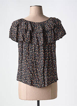 Top manches courtes manches courtes noir COULEURS DU TEMPS femme