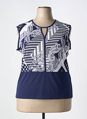 Top tissage crêpe sans manche bleu MARBLE femme
