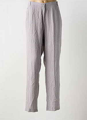 Pantalon droit tissage crêpe taille haute gris JEAN GABRIEL femme