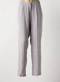 Pantalon droit tissage crêpe taille haute gris JEAN GABRIEL femme