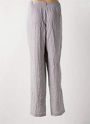 Pantalon droit tissage crêpe taille haute gris JEAN GABRIEL femme