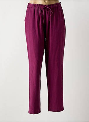 Pantalon droit tissage popeline taille normale violet SURKANA femme