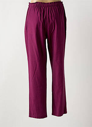 Pantalon droit tissage popeline taille normale violet SURKANA femme