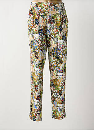Pantalon droit tissage popeline taille normale vert CONCEPT K femme