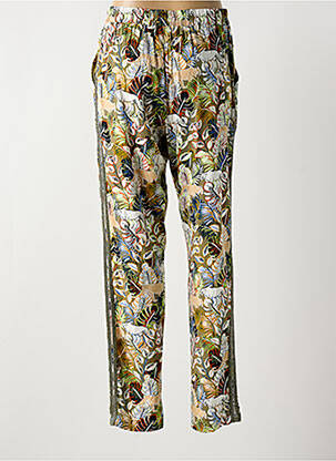 Pantalon droit tissage popeline taille normale vert CONCEPT K femme