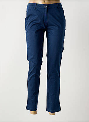 Pantalon chino tissage popeline taille normale bleu AGATHE & LOUISE femme