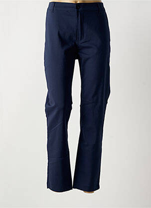 Pantalon chino fermeture zippée sous rabat boutonné taille normale bleu LEMON DRESS femme