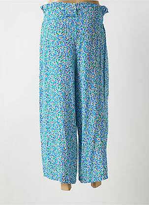Pantalon 7/8 taille haute taille haute bleu COULEURS DU TEMPS femme