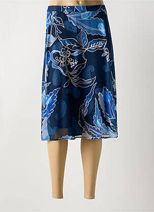 Jupe mi-longue taille à pinces bleu GREGORY PAT femme