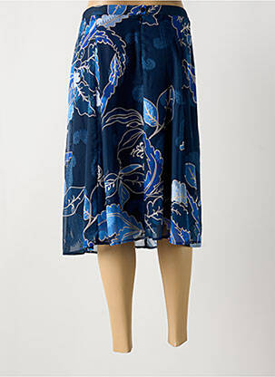 Jupe mi-longue taille à pinces bleu GREGORY PAT femme