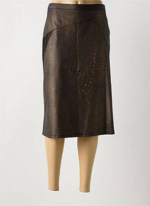 Jupe mi-longue taille à pinces marron JEAN GABRIEL femme