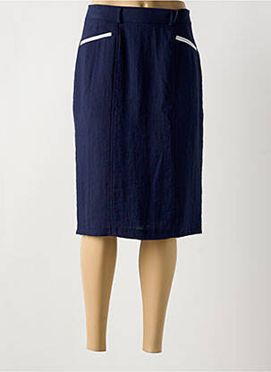 Jupe mi-longue taille à pinces bleu JEAN DELFIN femme